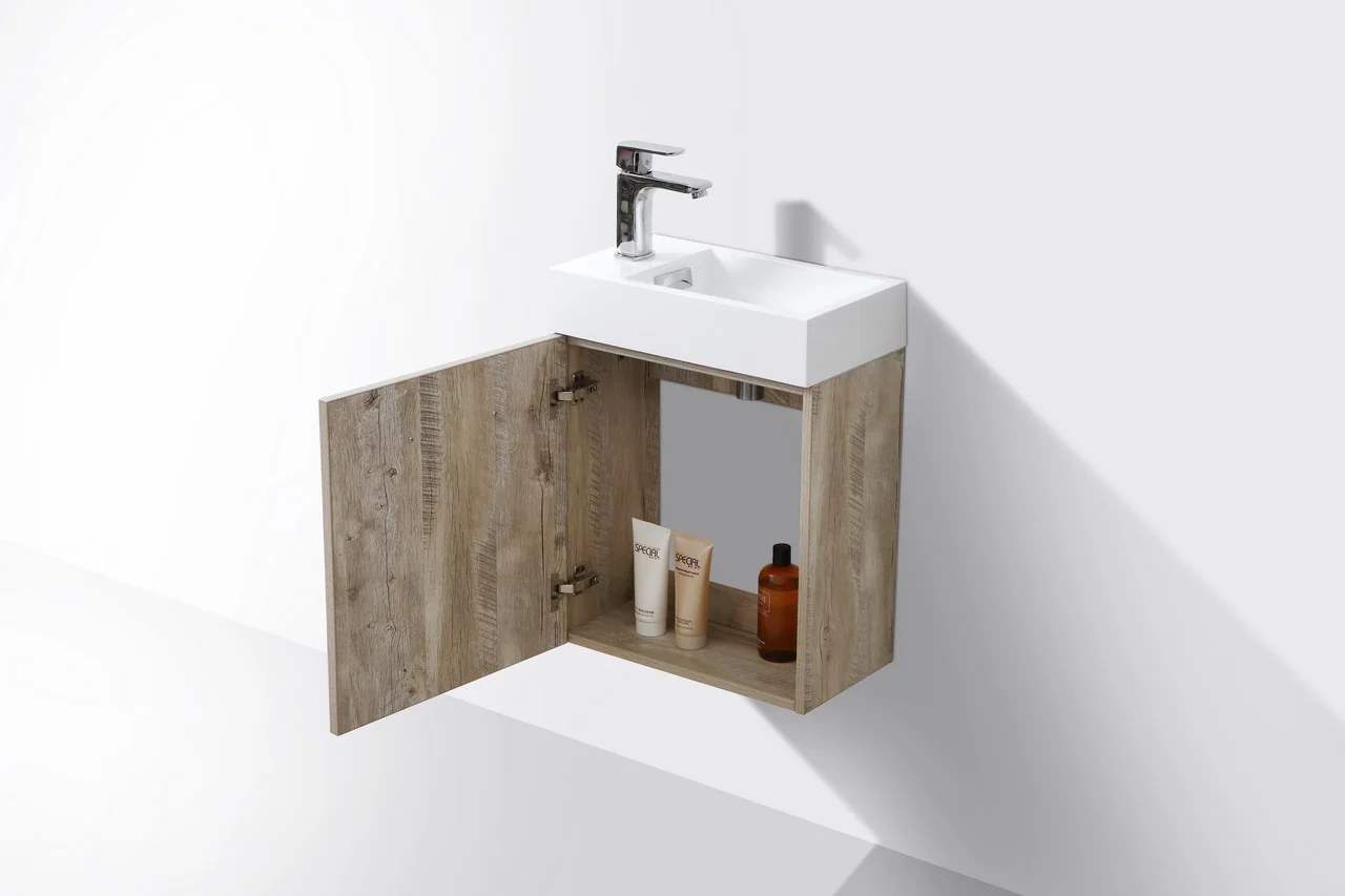 Bliss 18″ Inch Nature Wood Wall Mount Modern Bathroom Vanity - Image 4