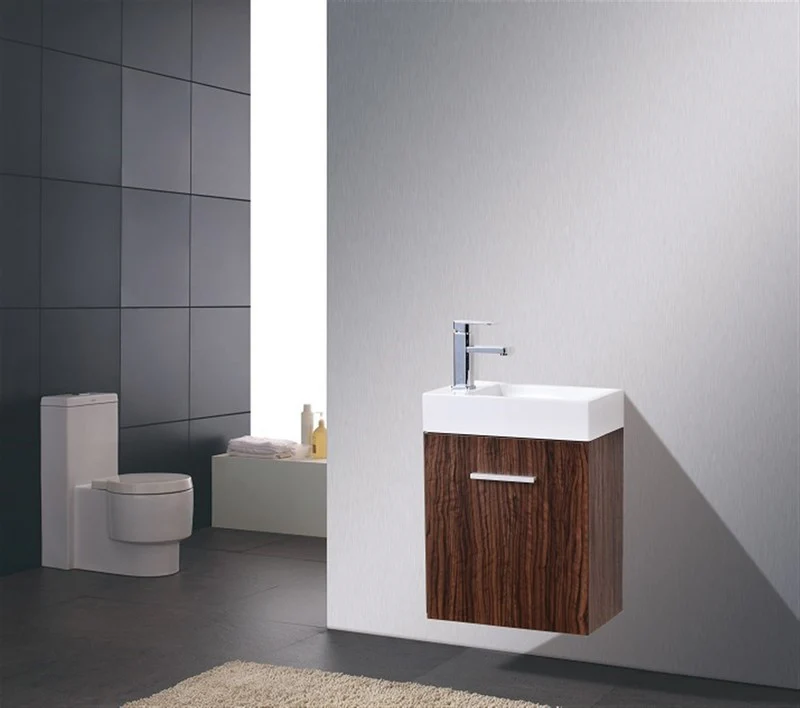 Bliss 18″ Inch Walnut Wall Mount Modern Bathroom Vanity - Image 2
