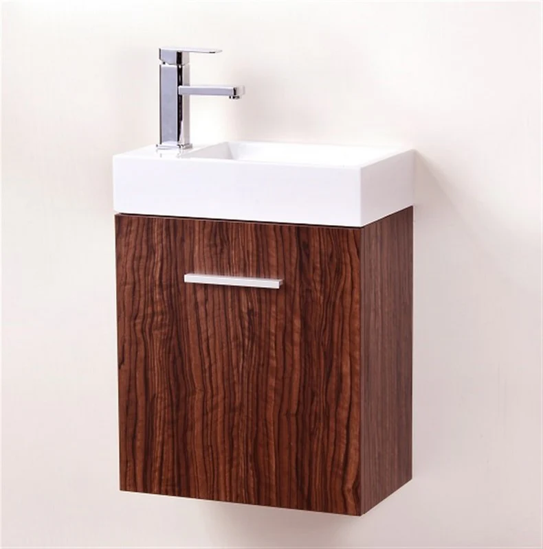 Bliss 18″ Inch Walnut Wall Mount Modern Bathroom Vanity - Image 3