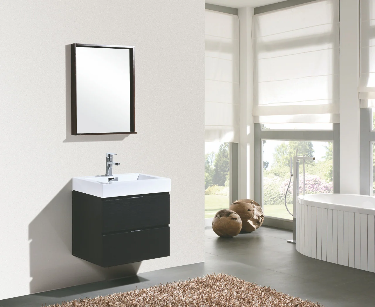 Bliss 24″ Inch Black Wall Mount Modern Bathroom Vanity - Image 2