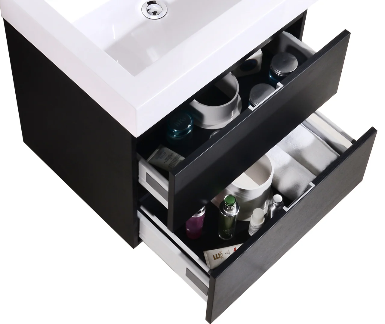 Bliss 24″ Inch Black Wall Mount Modern Bathroom Vanity - Image 5