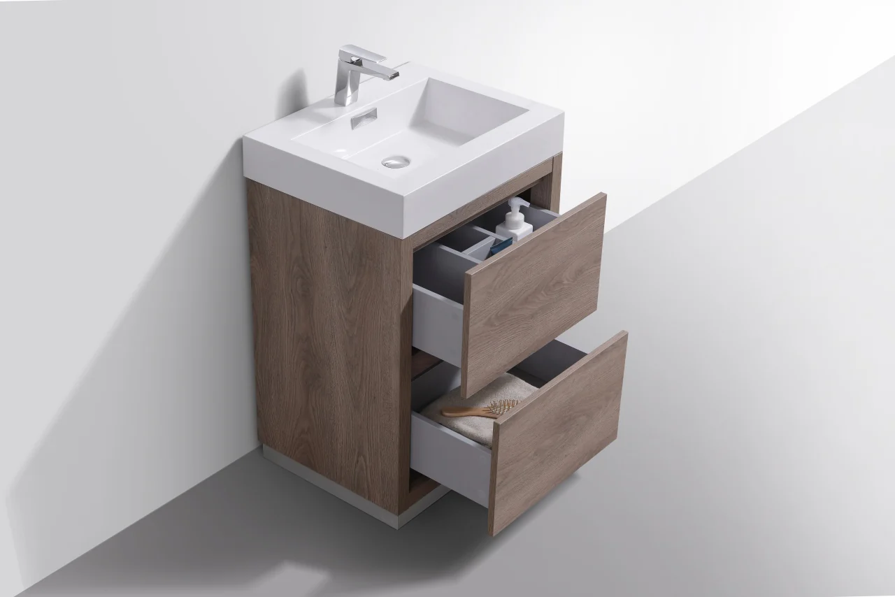 Bliss 24″ Inch Butternut Free Standing Modern Bathroom Vanity - Image 5