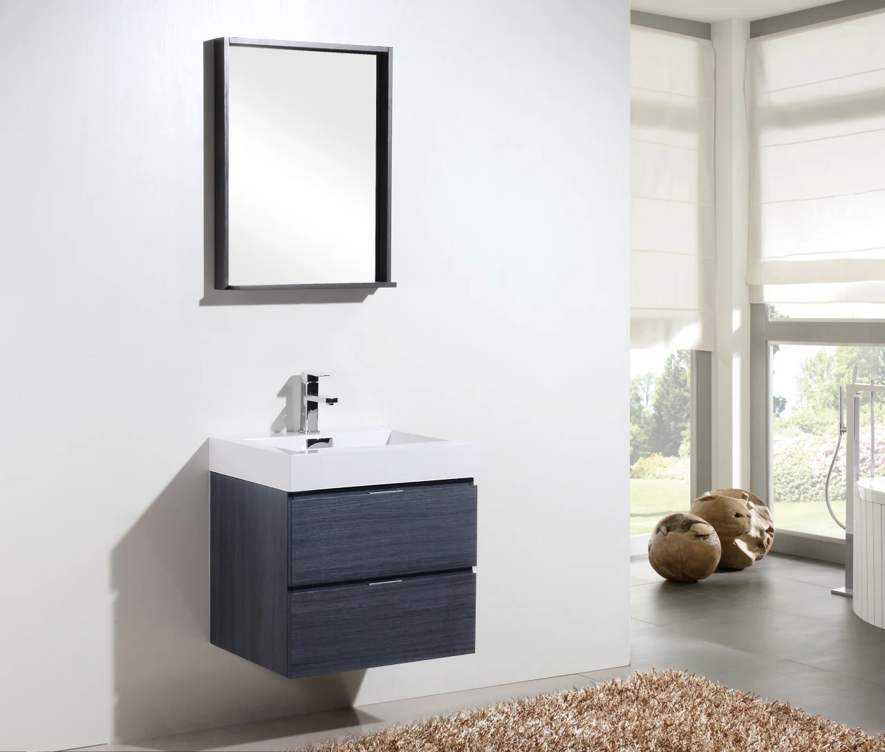 Bliss 24″ Inch Gray Oak Wall Mount Modern Bathroom Vanity - Image 2