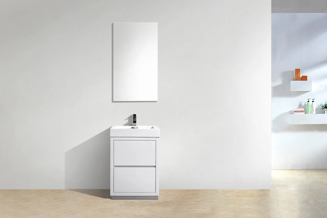 Bliss 24″ Inch High Gloss White Free Standing Modern Bathroom Vanity - Image 3