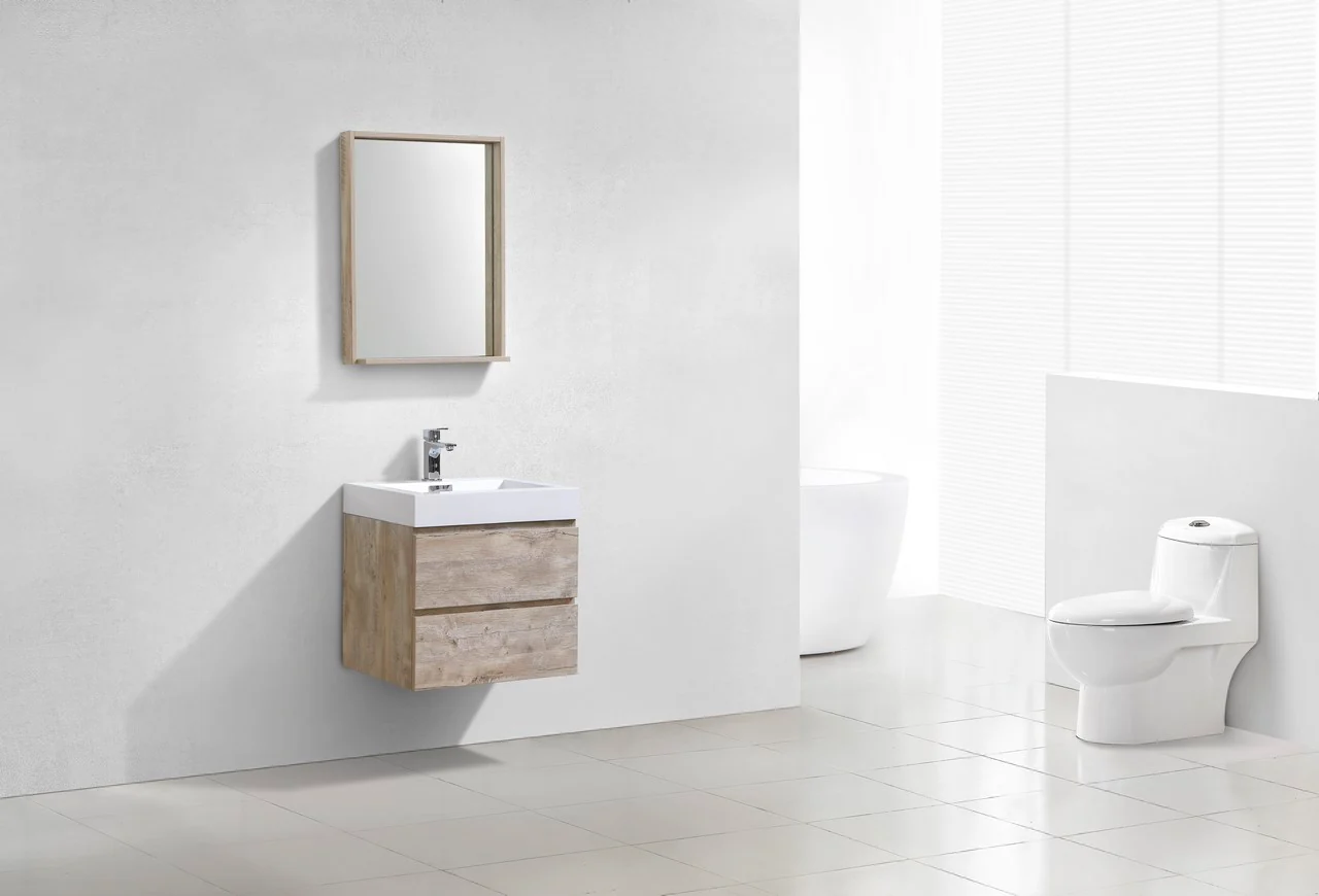Bliss 24″ Inch Nature Wood Wall Mount Modern Bathroom Vanity - Image 2