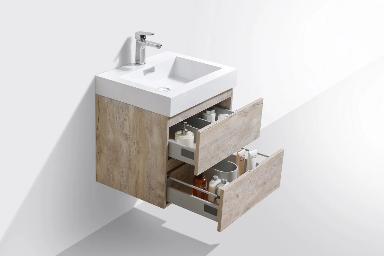 Bliss 24″ Inch Nature Wood Wall Mount Modern Bathroom Vanity - Image 4