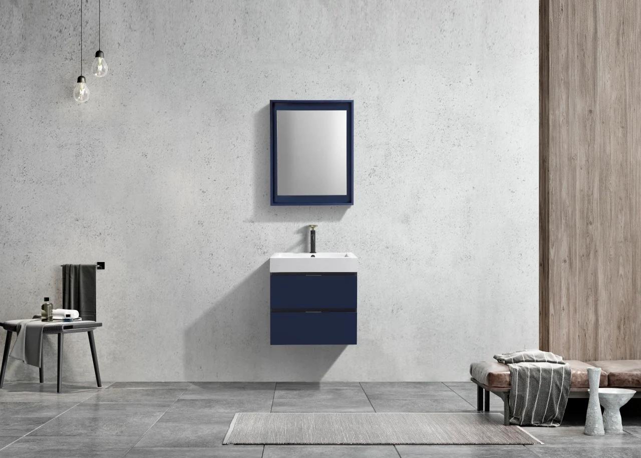 Bliss 24″ Inch Navy Blue Wall Mount Modern Bathroom Vanity - Image 3