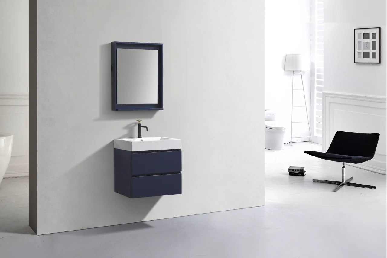 Bliss 24″ Inch Navy Blue Wall Mount Modern Bathroom Vanity - Image 4