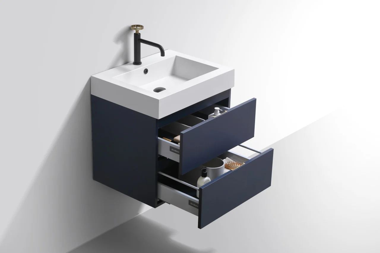 Bliss 24″ Inch Navy Blue Wall Mount Modern Bathroom Vanity - Image 5