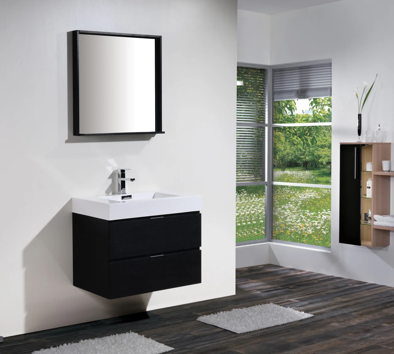 Bliss 30″ Inch Black Wall Mount Modern Bathroom Vanity - Image 2