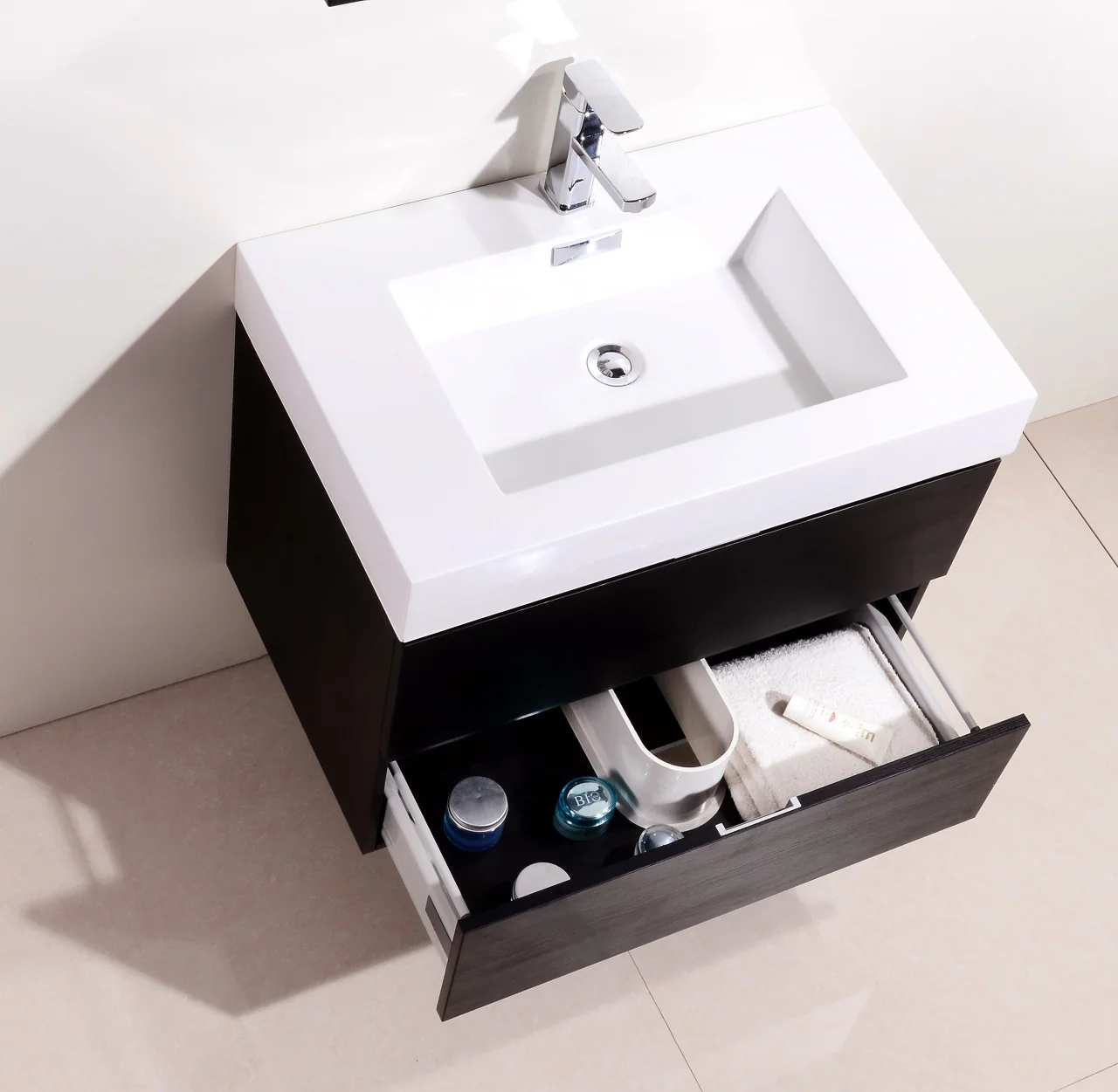 Bliss 30″ Inch Black Wall Mount Modern Bathroom Vanity - Image 4