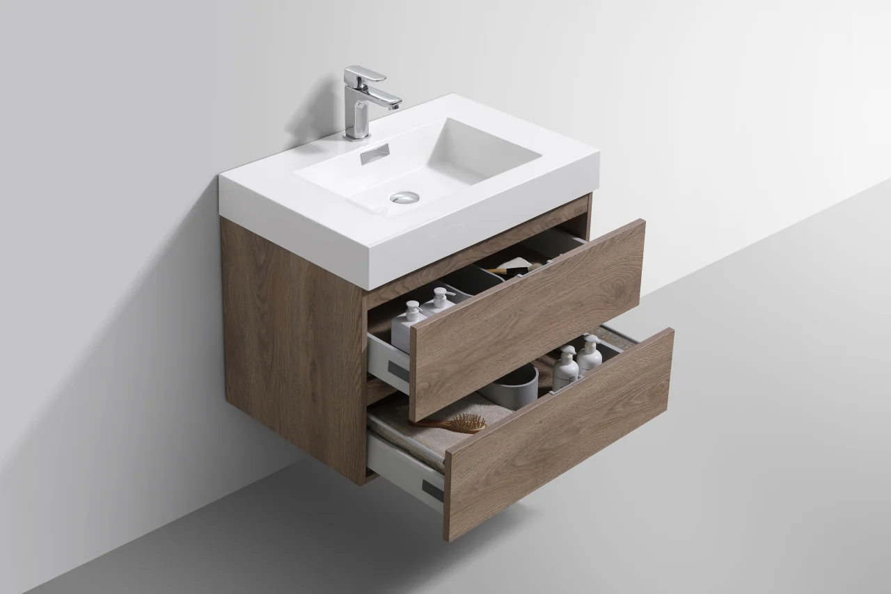 Bliss 30″ Inch Butternut Wall Mount Modern Bathroom Vanity - Image 4