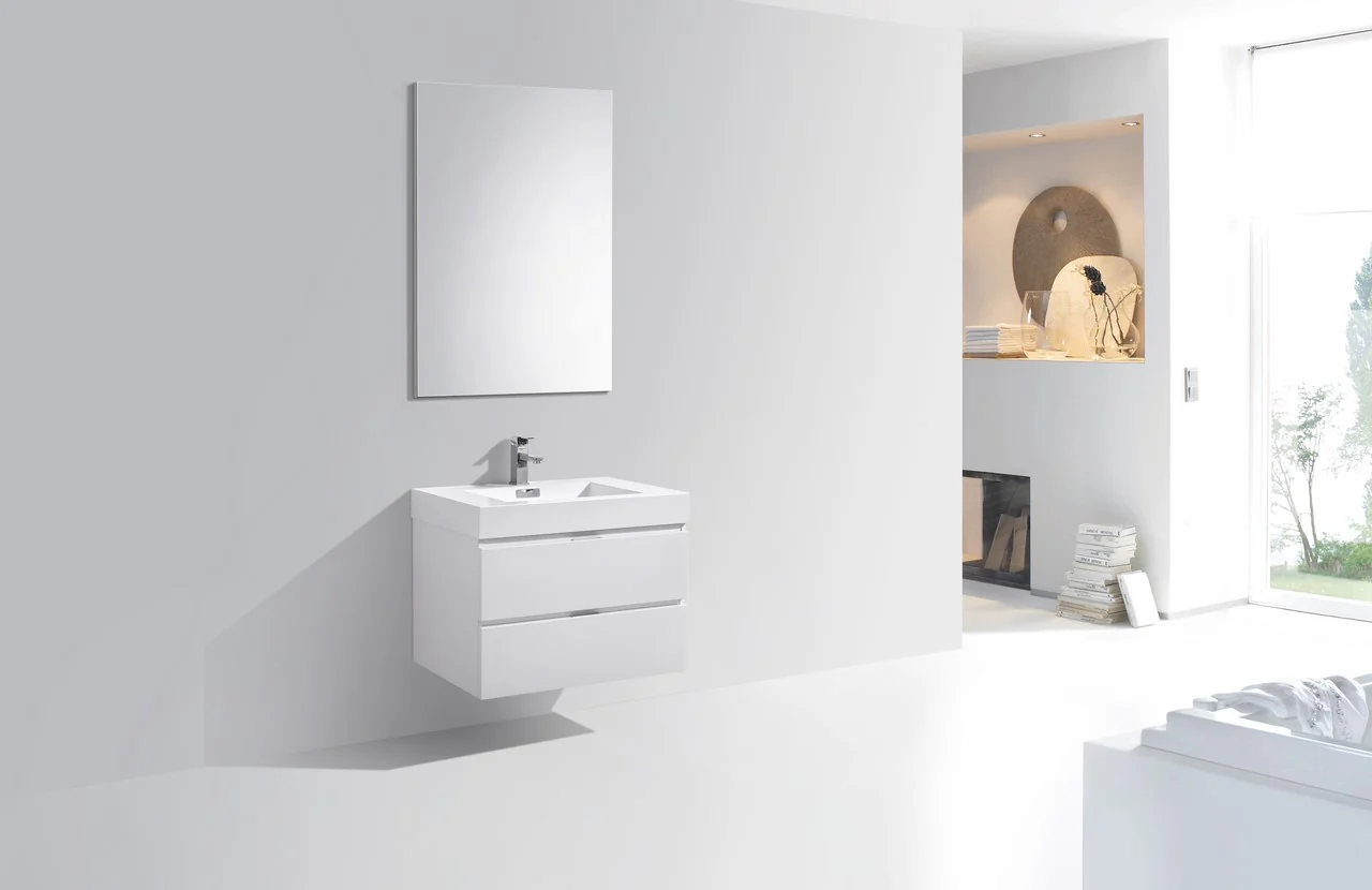 Bliss 30″ Inch High Gloss White Wall Mount Modern Bathroom Vanity - Image 2
