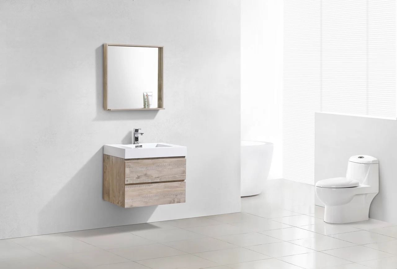 Bliss 30″ Inch Nature Wood Wall Mount Modern Bathroom Vanity - Image 2