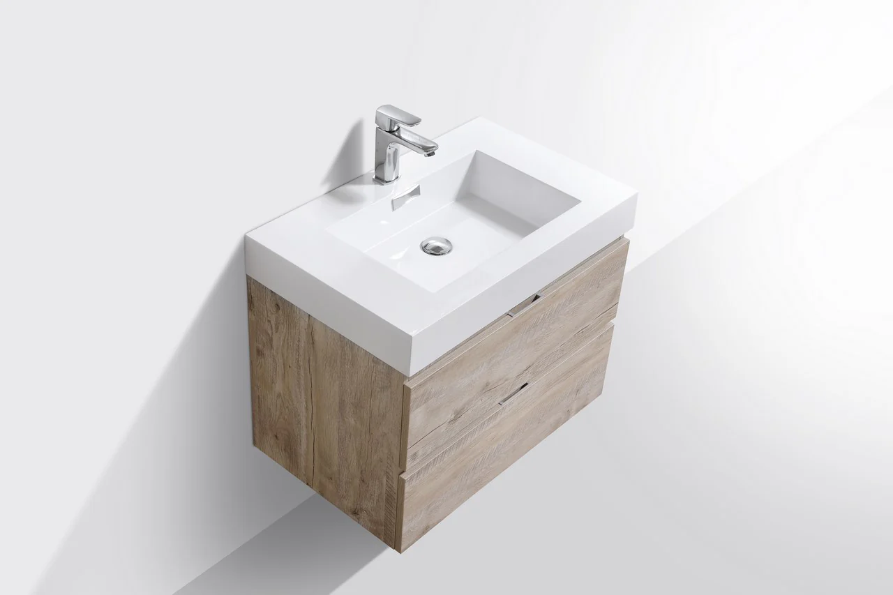 Bliss 30″ Inch Nature Wood Wall Mount Modern Bathroom Vanity - Image 3