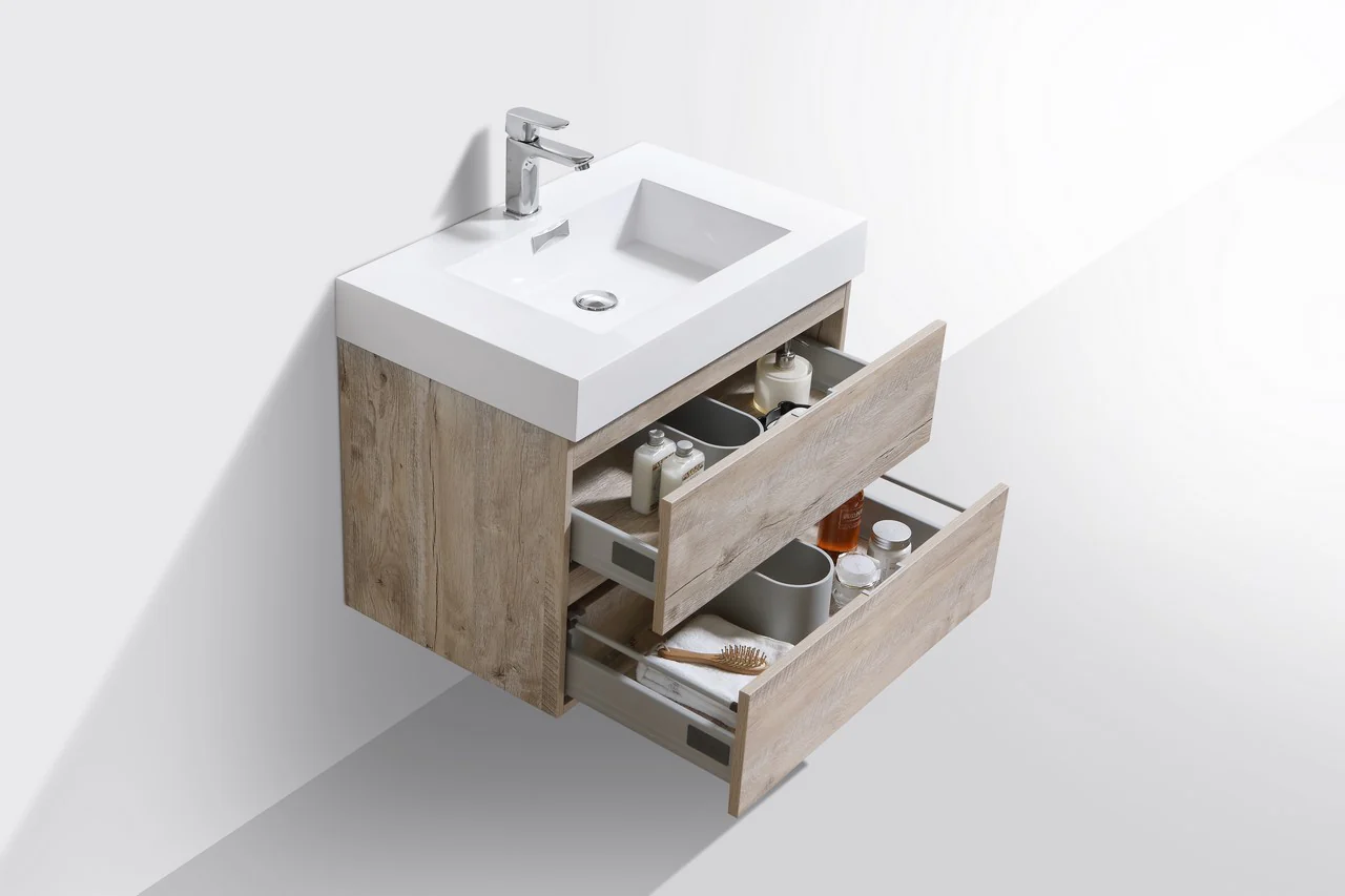 Bliss 30″ Inch Nature Wood Wall Mount Modern Bathroom Vanity - Image 4