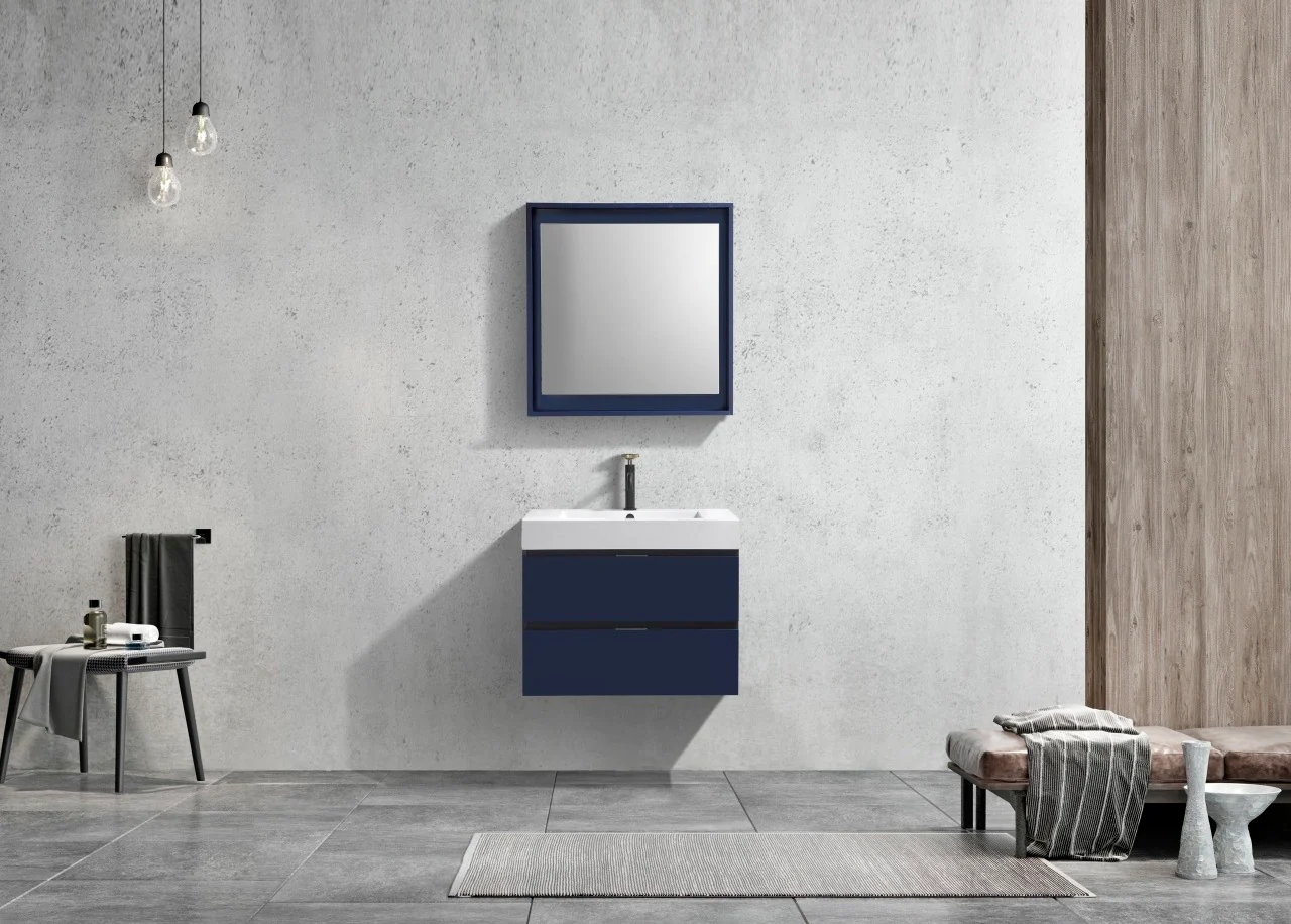 Bliss 30″ Inch Navy Blue Wall Mount Modern Bathroom Vanity - Image 4