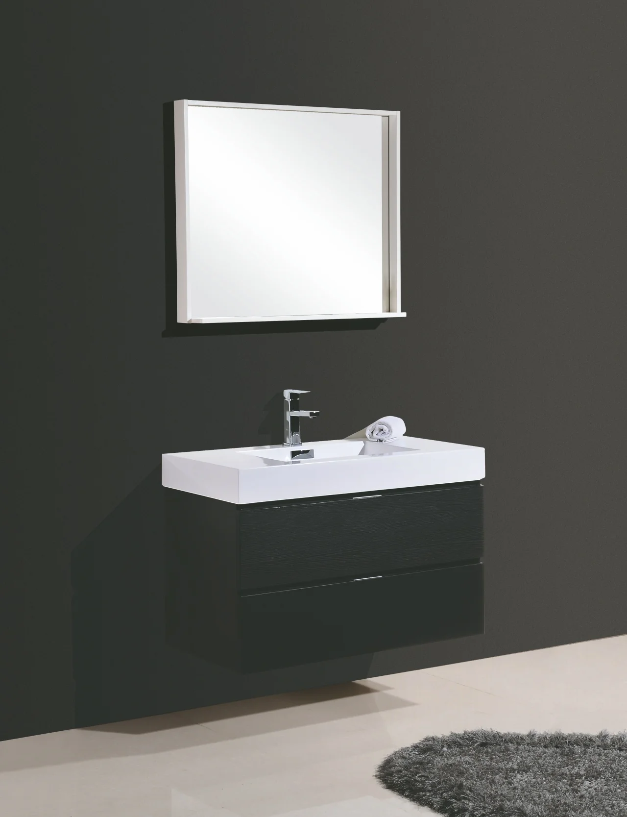 Bliss 36″ Inch Black Wall Mount Modern Bathroom Vanity - Image 3