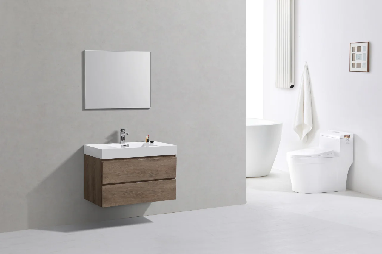 Bliss 36″ Inch Butternut Wall Mount Modern Bathroom Vanity - Image 3