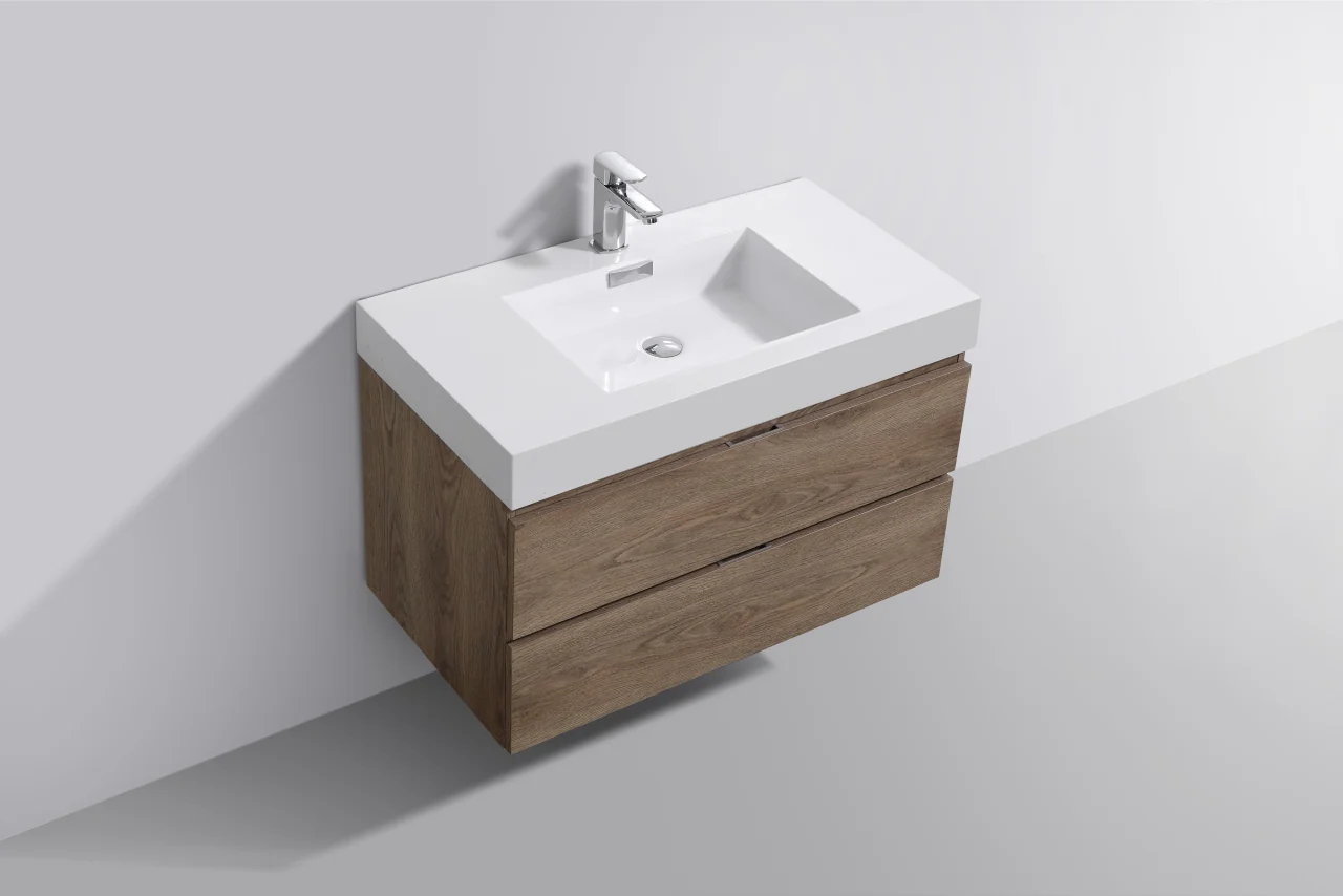 Bliss 36″ Inch Butternut Wall Mount Modern Bathroom Vanity - Image 5