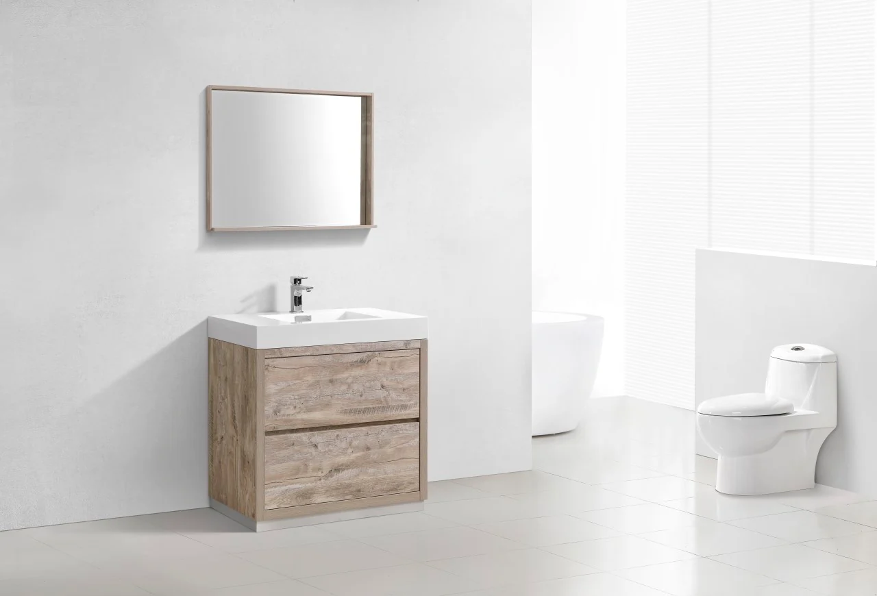 Bliss 36″ Inch Nature Wood Floor Mount Modern Bathroom Vanity - Image 3