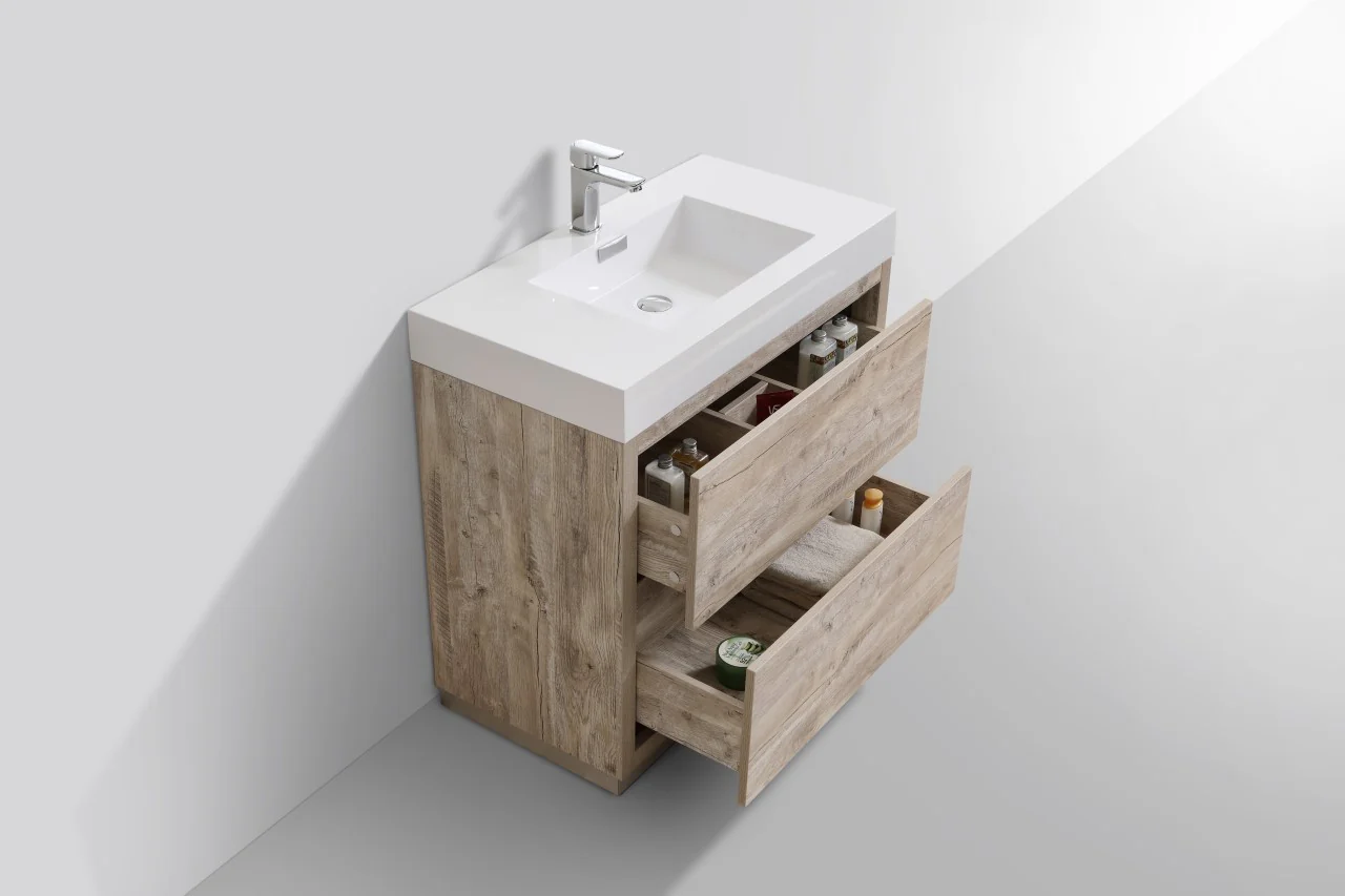 Bliss 36″ Inch Nature Wood Floor Mount Modern Bathroom Vanity - Image 5