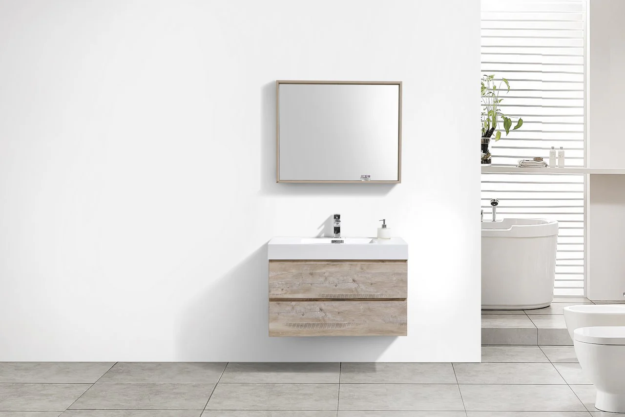 Bliss 36″ Inch Nature Wood Wall Mount Modern Bathroom Vanity - Image 5