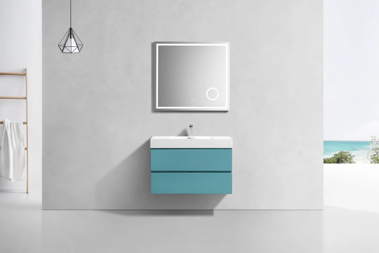 Bliss 36″ Inch Teal Green Wall Mount Modern Bathroom Vanity - Image 3