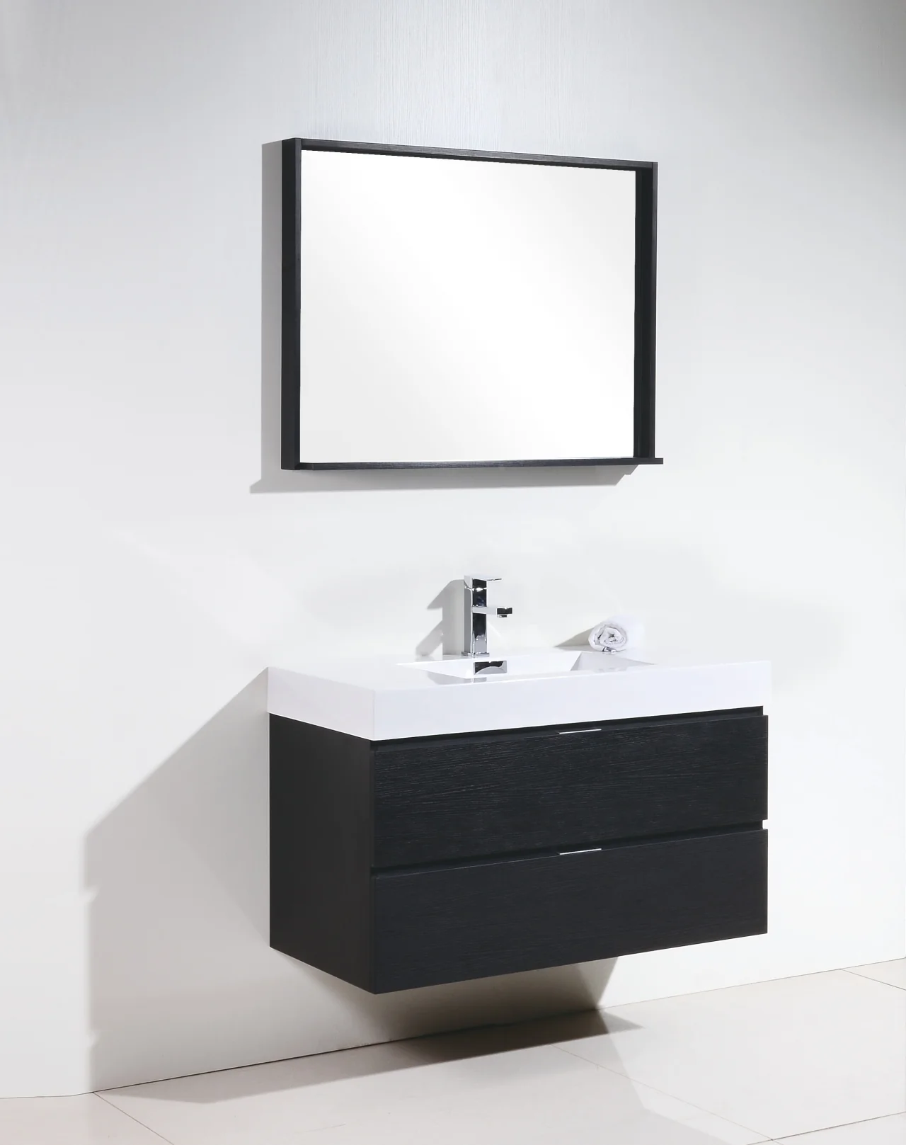 Bliss 40″ Inch Black Wood Wall Mount Modern Bathroom Vanity - Image 2