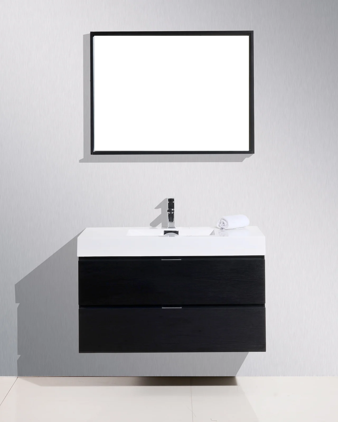 Bliss 40″ Inch Black Wood Wall Mount Modern Bathroom Vanity - Image 3