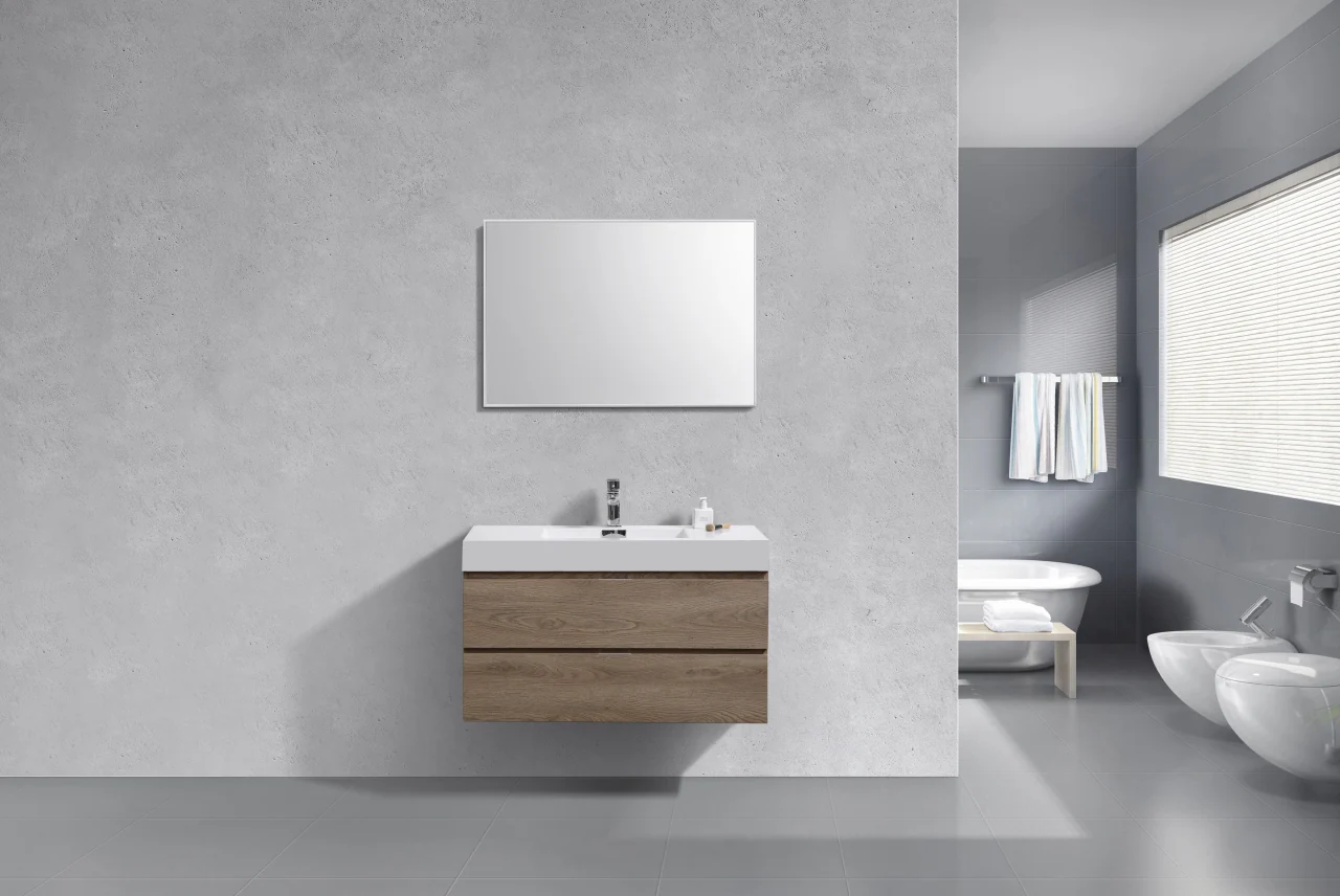 Bliss 40″ Inch Butternut Wall Mount Modern Bathroom Vanity - Image 2