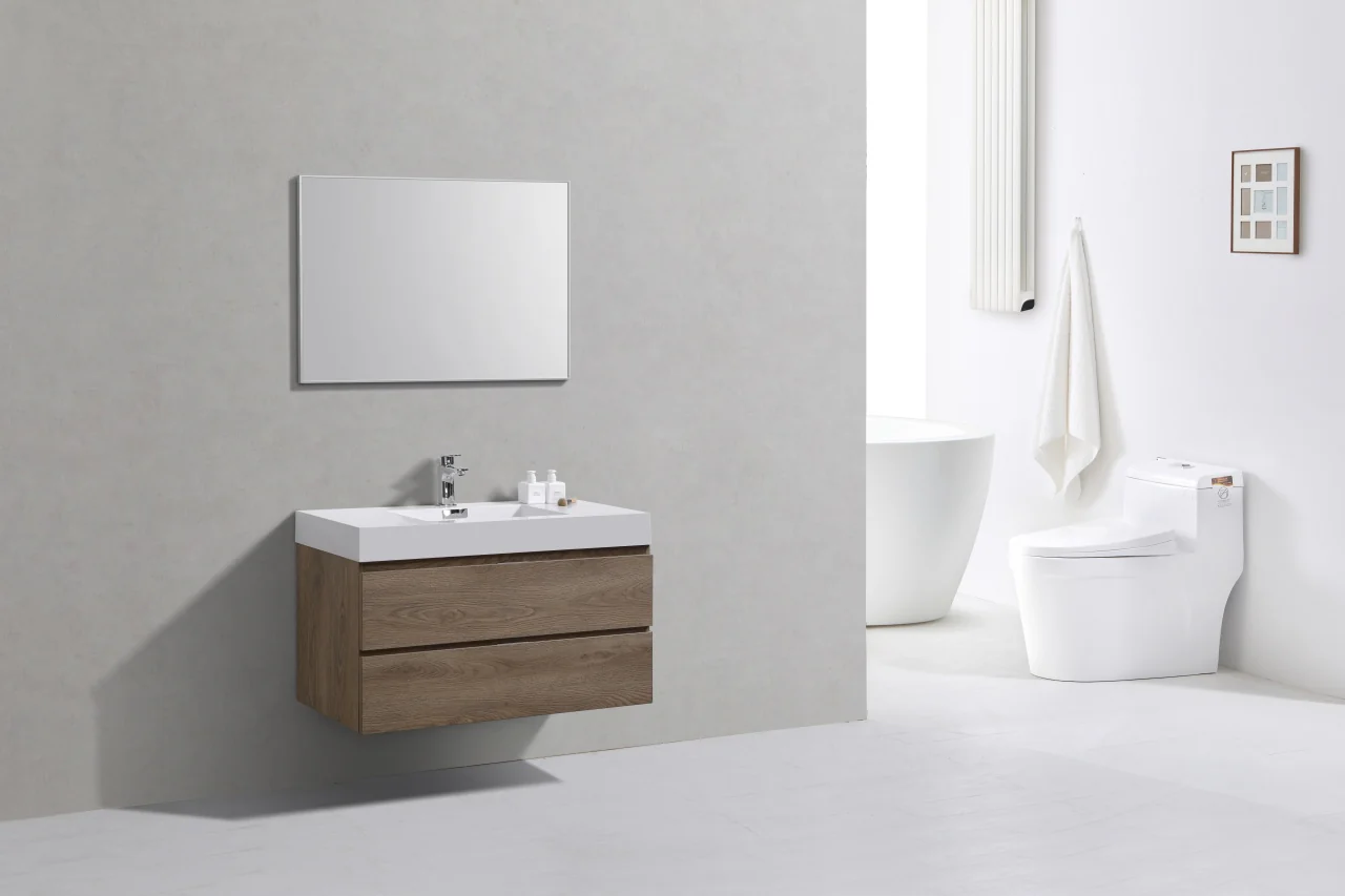 Bliss 40″ Inch Butternut Wall Mount Modern Bathroom Vanity - Image 3