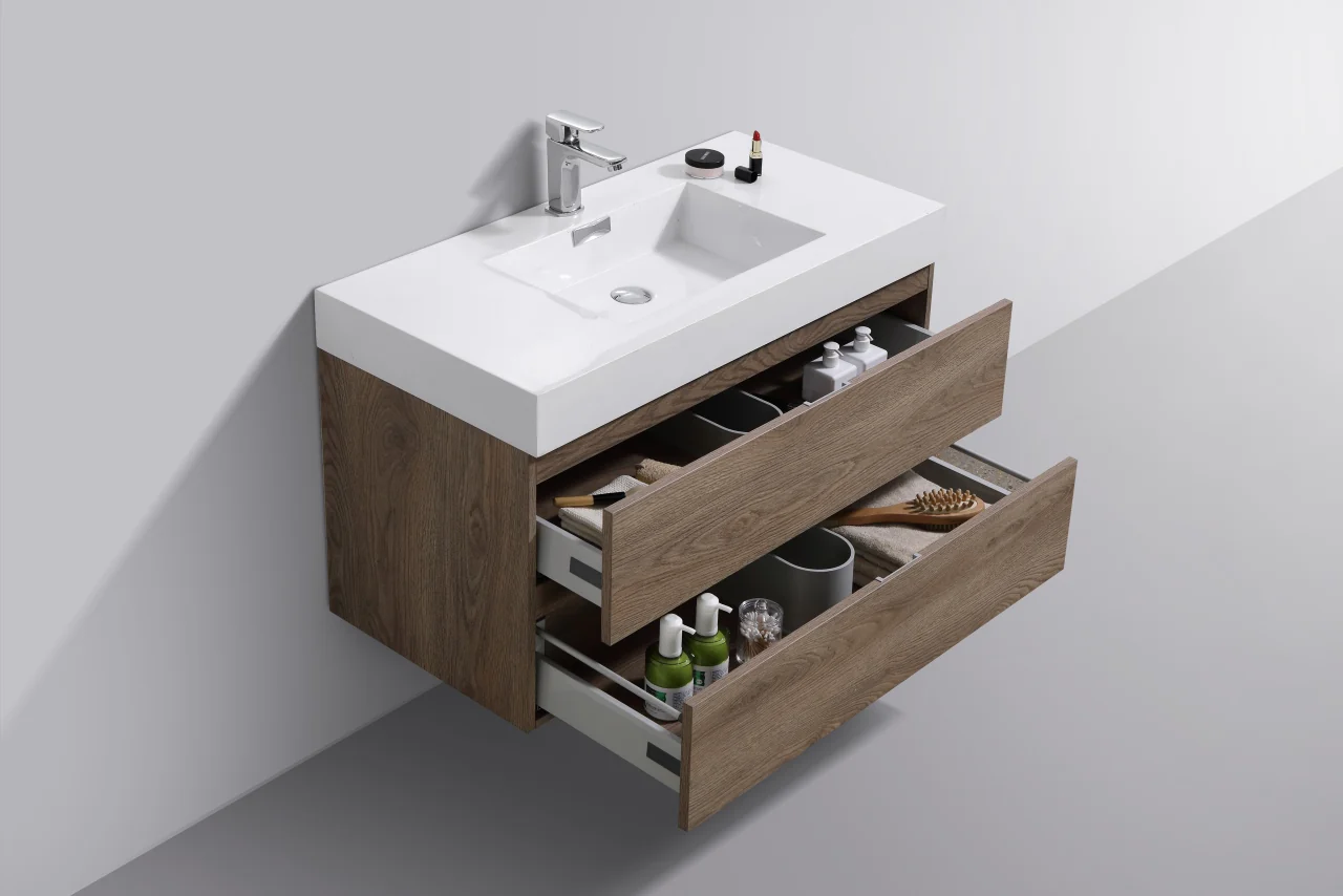 Bliss 40″ Inch Butternut Wall Mount Modern Bathroom Vanity - Image 4