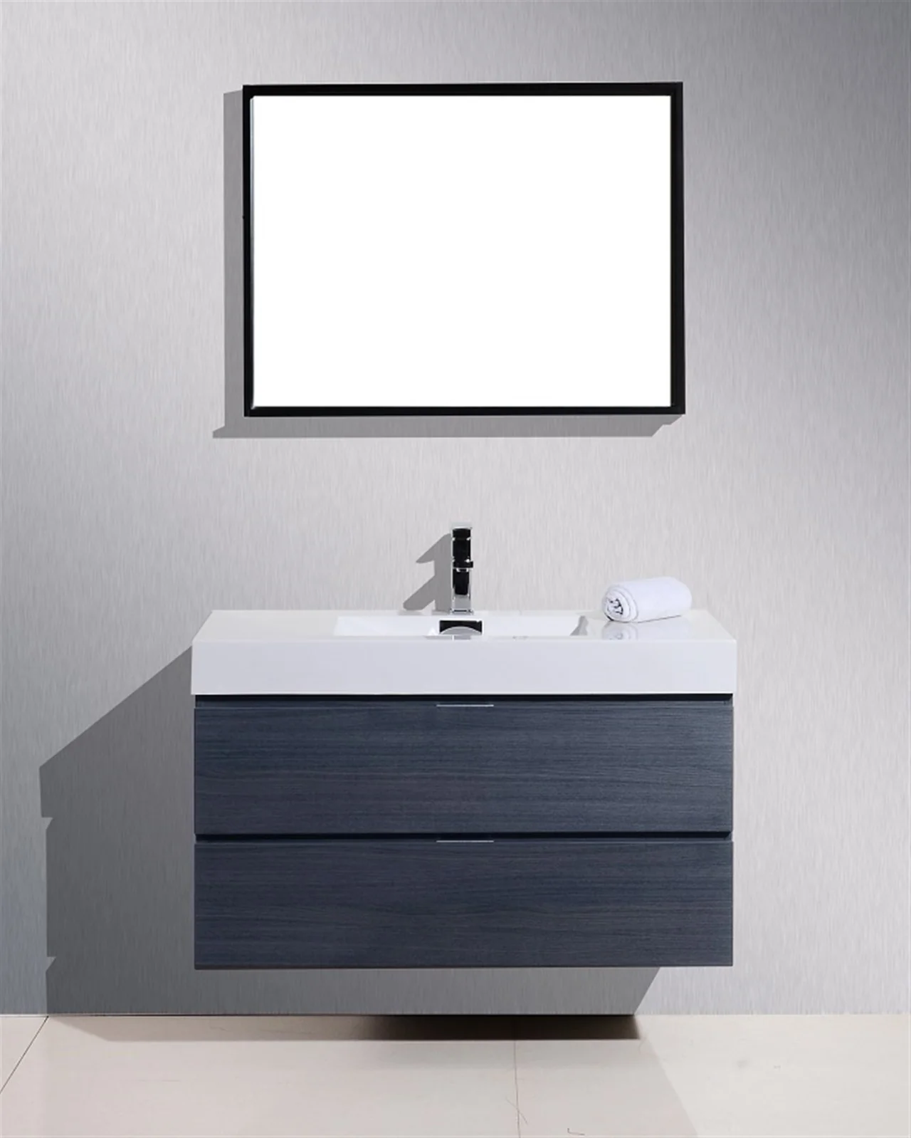 Bliss 40″ Inch Gray Oak Wall Mount Modern Bathroom Vanity - Image 2