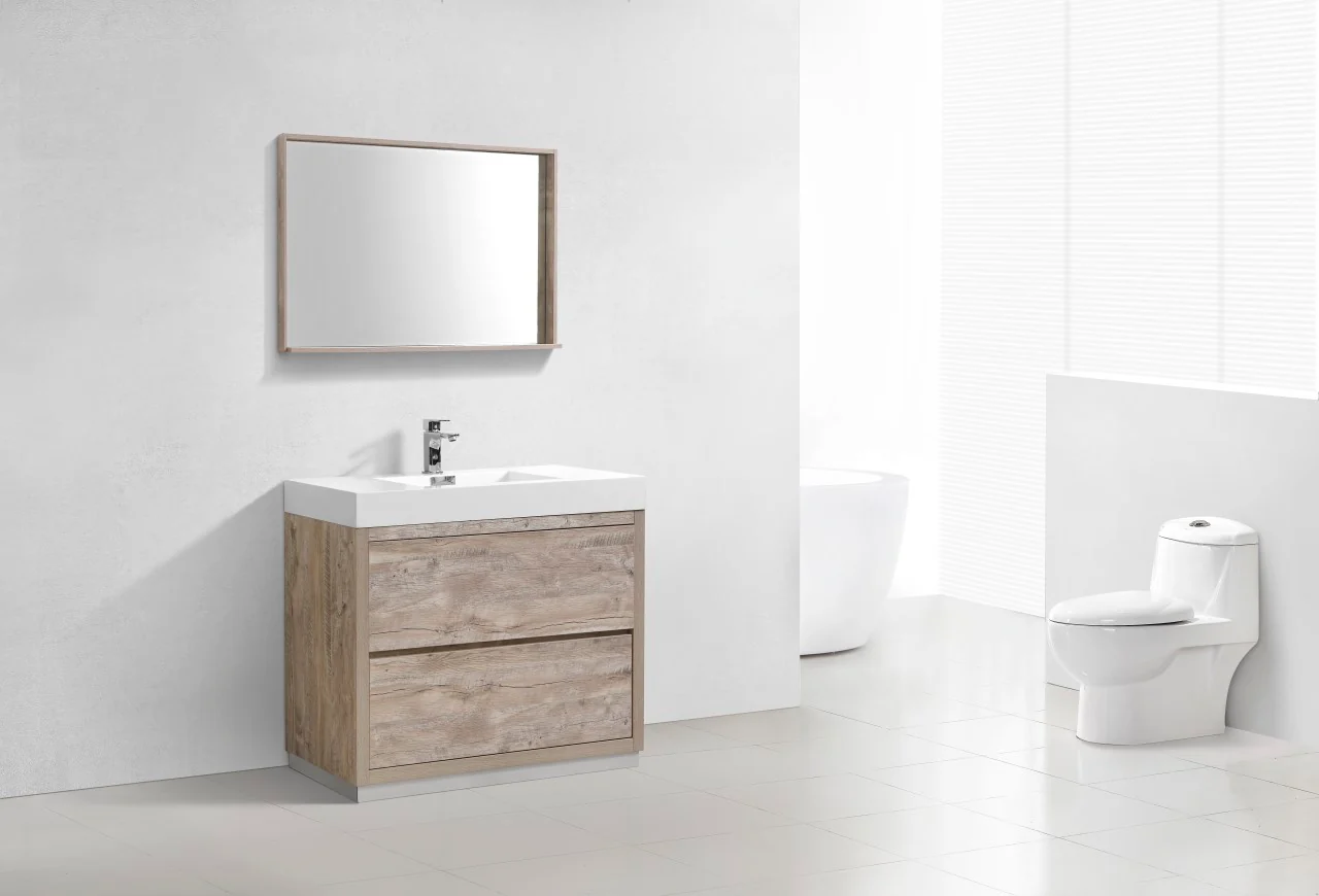 Bliss 40″ Inch Nature Wood Floor Mount Modern Bathroom Vanity - Image 3