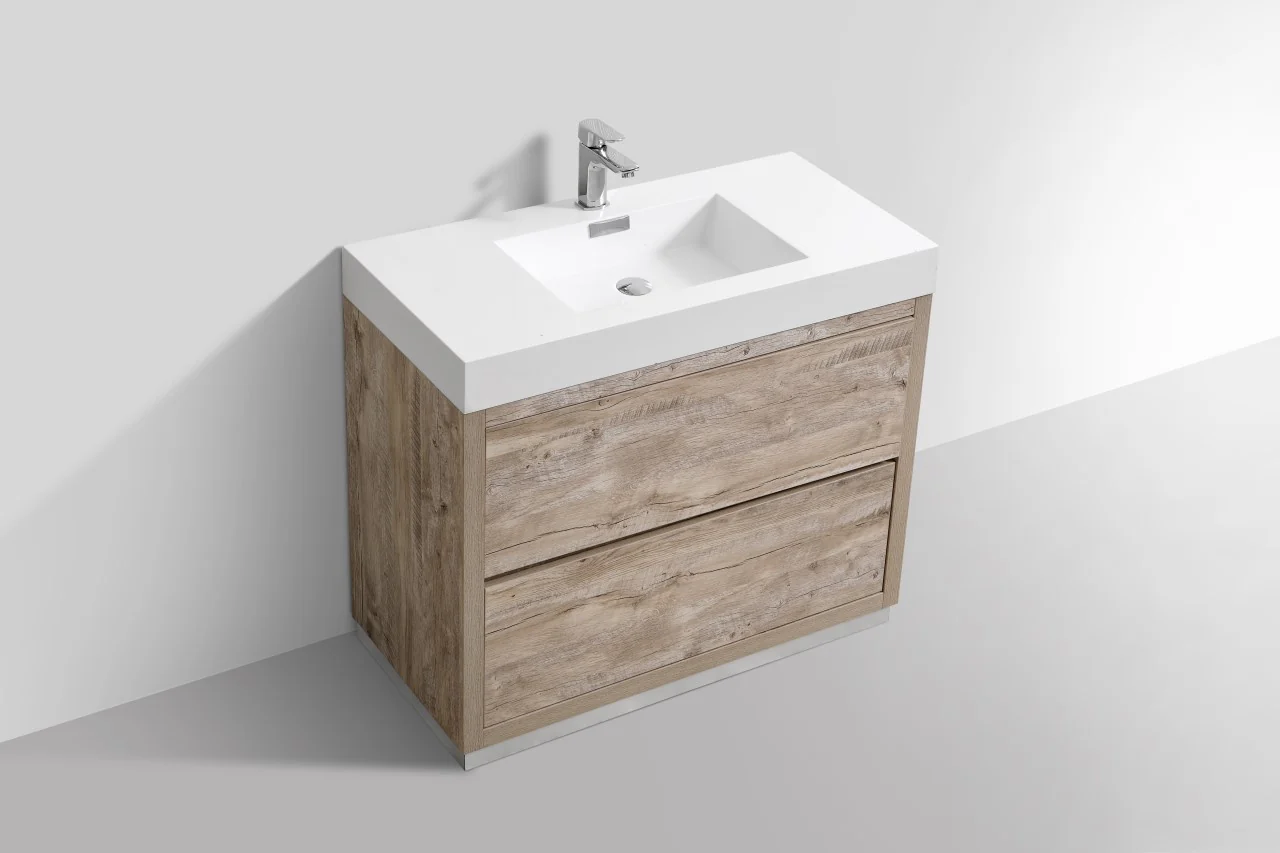 Bliss 40″ Inch Nature Wood Floor Mount Modern Bathroom Vanity - Image 4