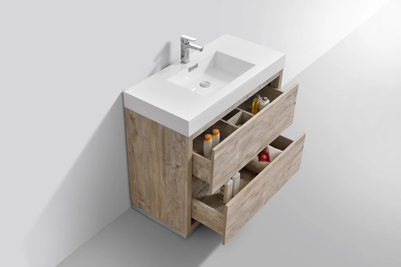 Bliss 40″ Inch Nature Wood Floor Mount Modern Bathroom Vanity - Image 5