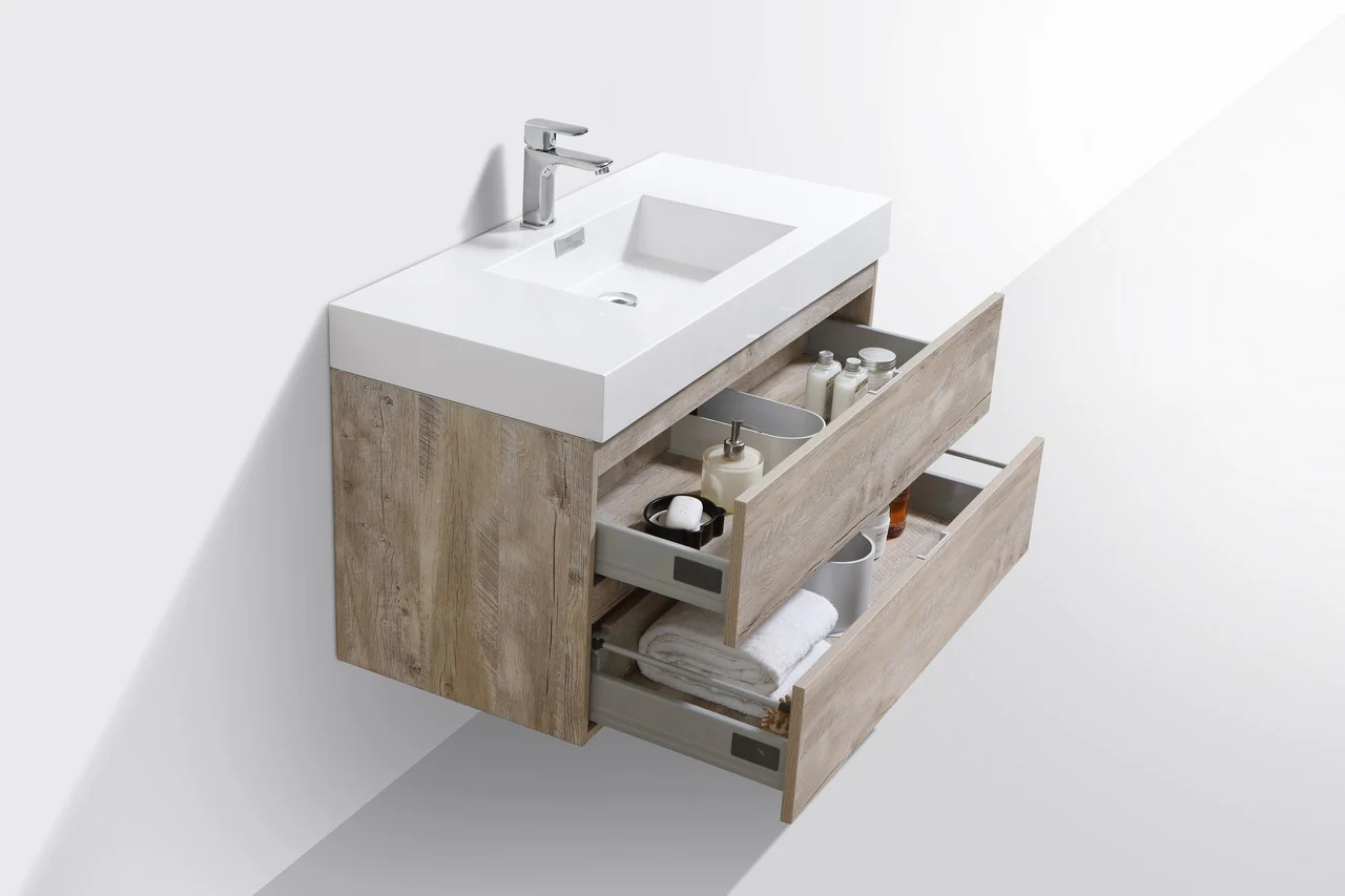 Bliss 40″ Inch Nature Wood Wall Mount Modern Bathroom Vanity - Image 3