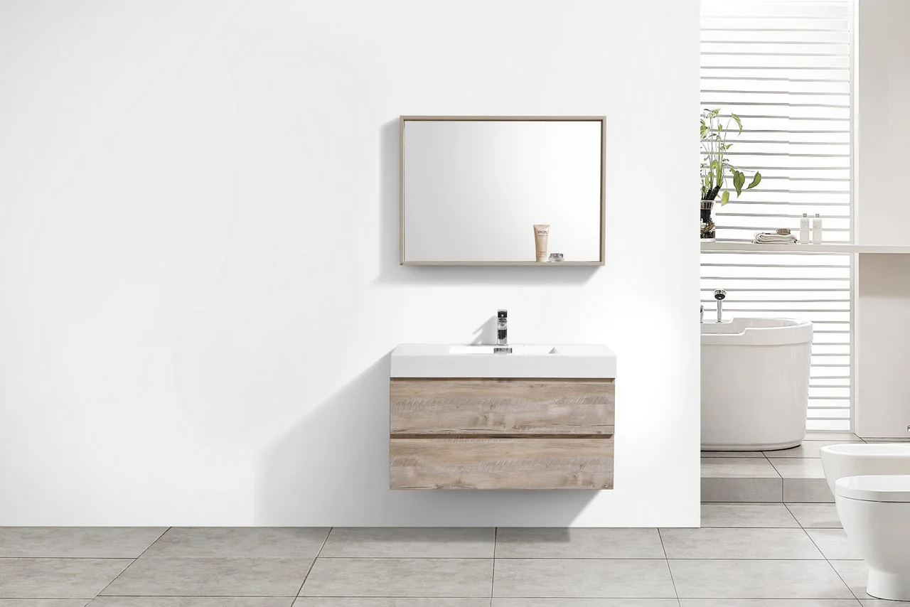 Bliss 40″ Inch Nature Wood Wall Mount Modern Bathroom Vanity - Image 4