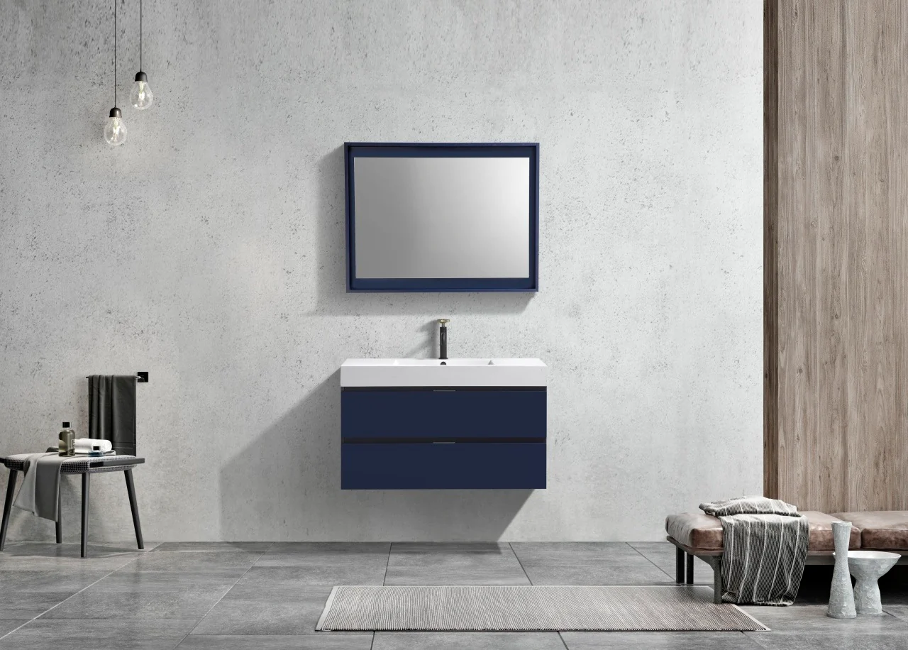 Bliss 40″ Inch Navy Blue Wall Mount Modern Bathroom Vanity - Image 3