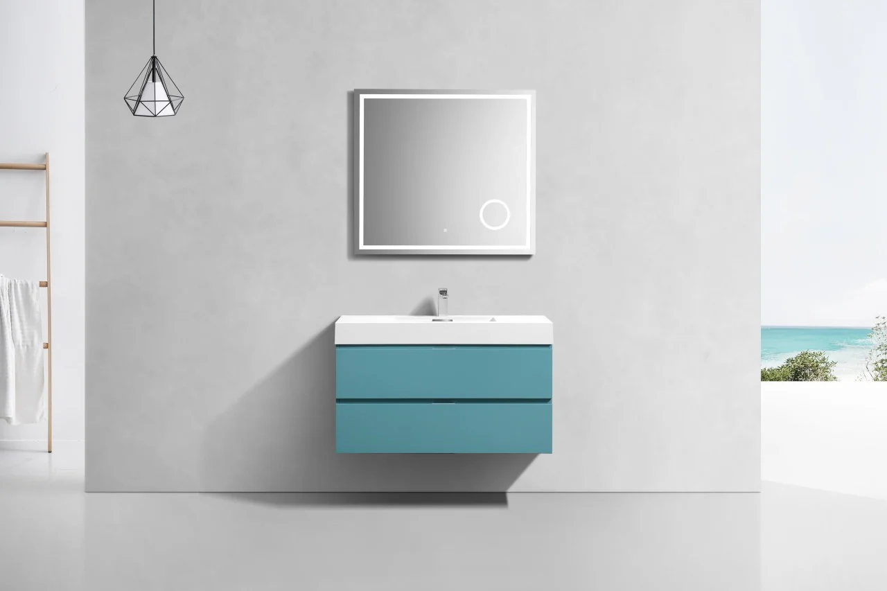 Bliss 40″ Inch Teal Green Wall Mount Modern Bathroom Vanity - Image 3