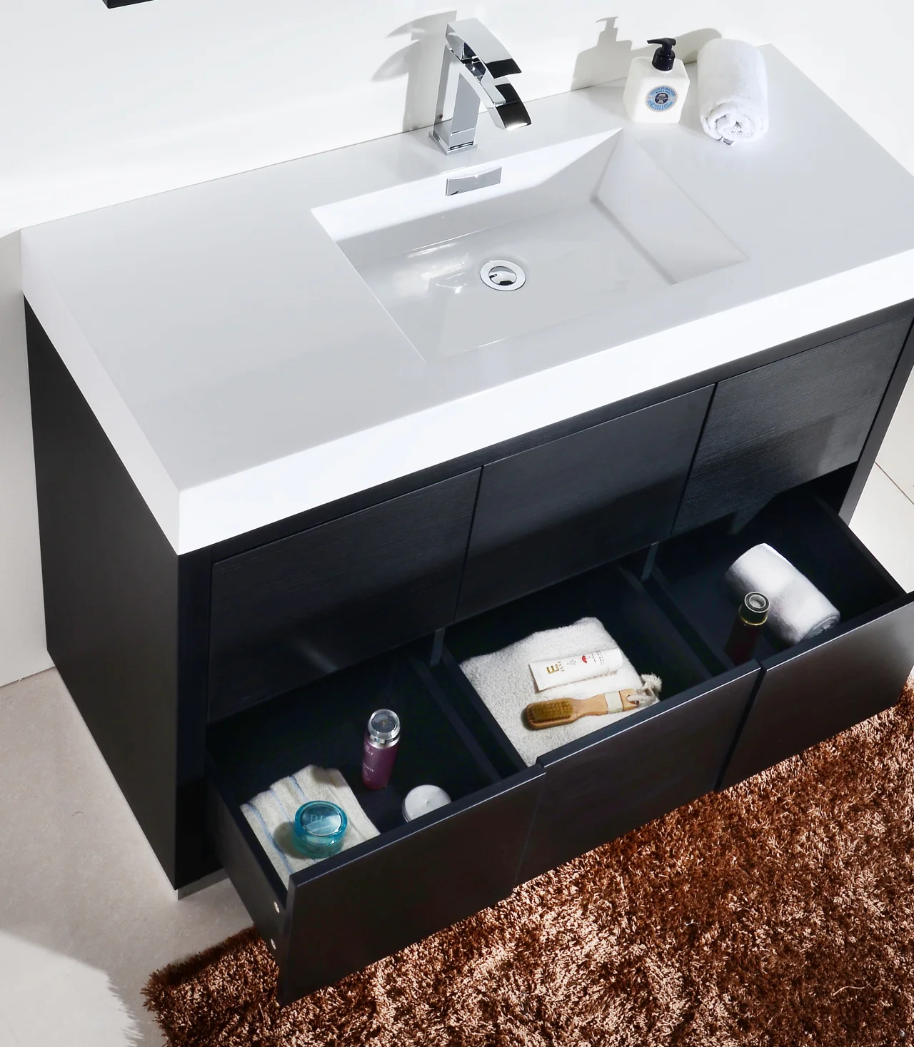 Bliss 48″ Inch Black Free Standing Modern Bathroom Vanity - Image 6