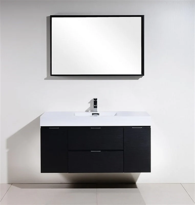 Bliss 48″ Inch Black Wall Mount Single Sink Modern Bathroom Vanity - Image 2