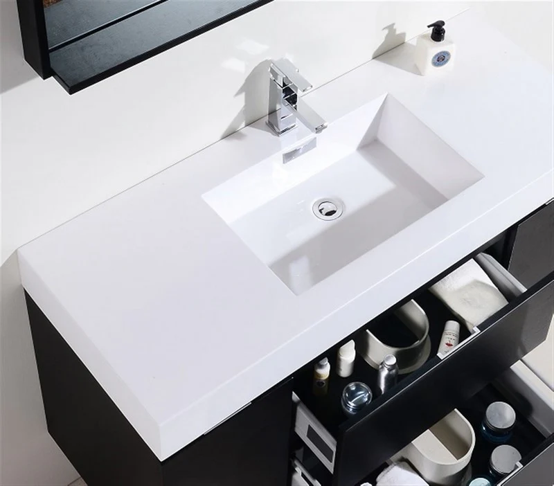 Bliss 48″ Inch Black Wall Mount Single Sink Modern Bathroom Vanity - Image 5