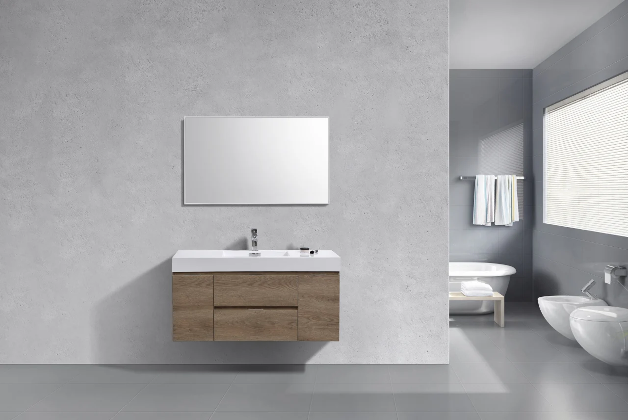 Bliss 48″ Inch Butternut Wall Mount Single Sink Modern Bathroom Vanity - Image 2
