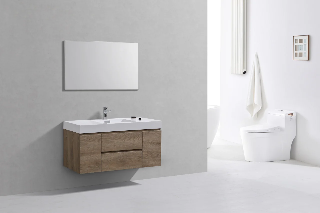 Bliss 48″ Inch Butternut Wall Mount Single Sink Modern Bathroom Vanity - Image 3