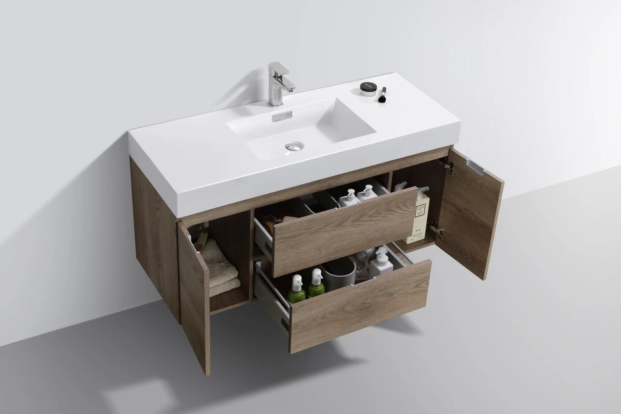 Bliss 48″ Inch Butternut Wall Mount Single Sink Modern Bathroom Vanity - Image 4