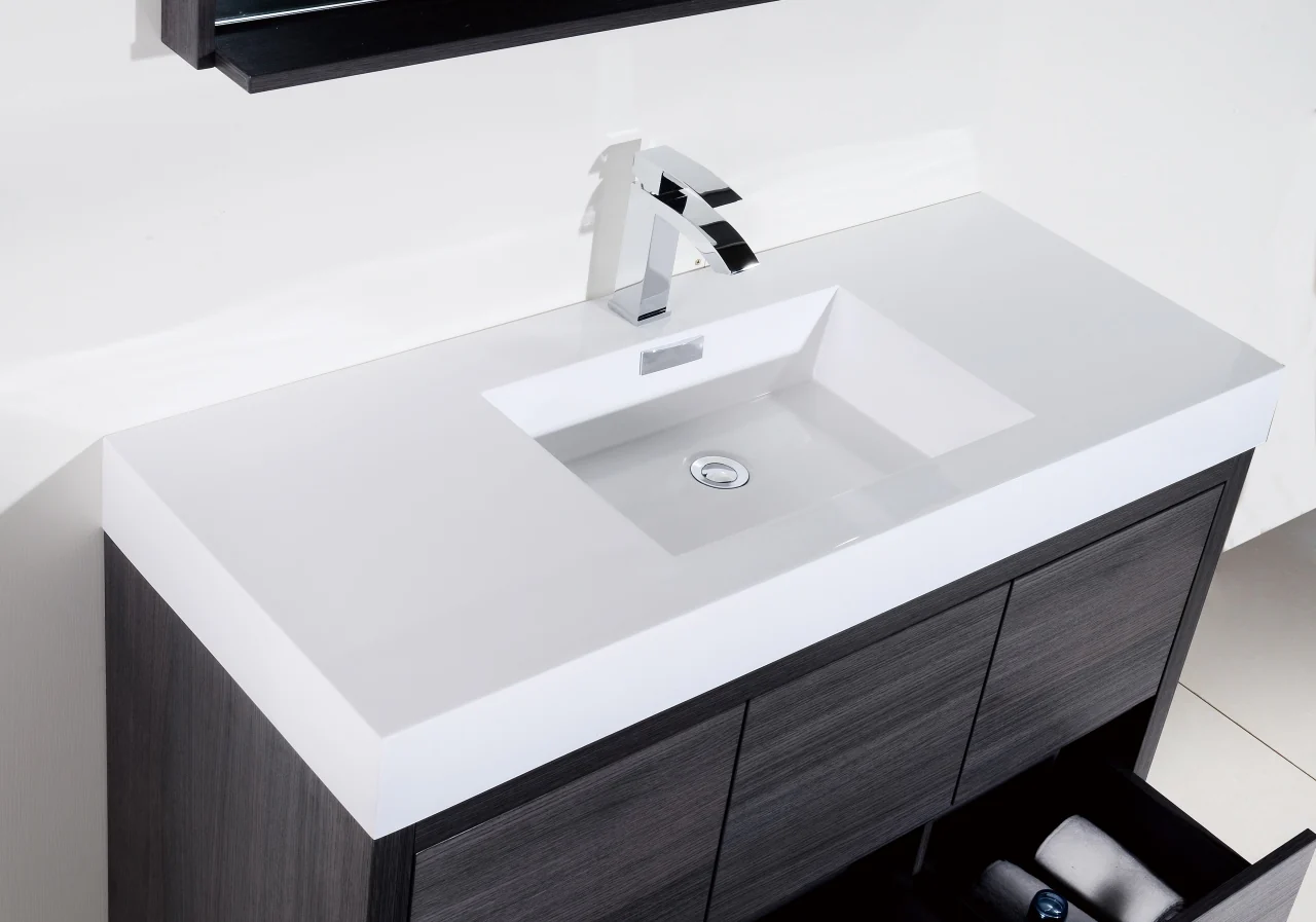 Bliss 48″ Inch Gray Oak Free Standing Modern Bathroom Vanity - Image 4
