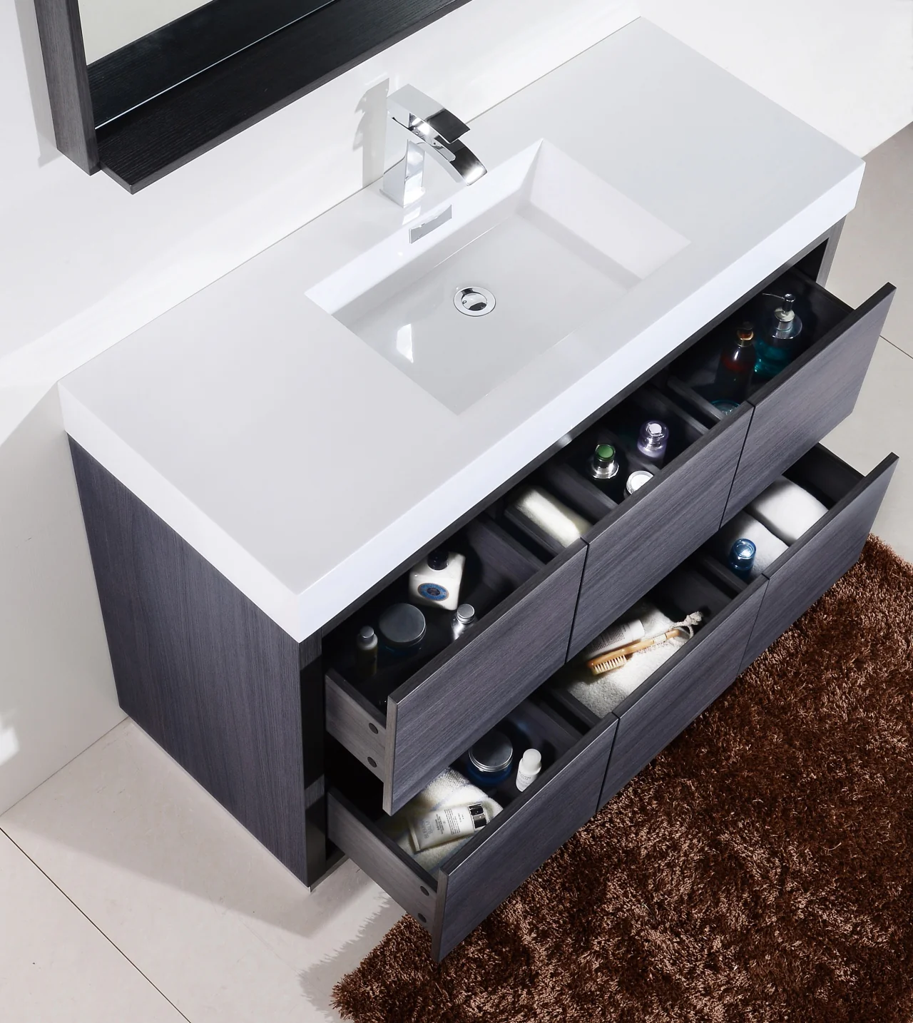 Bliss 48″ Inch Gray Oak Free Standing Modern Bathroom Vanity - Image 6