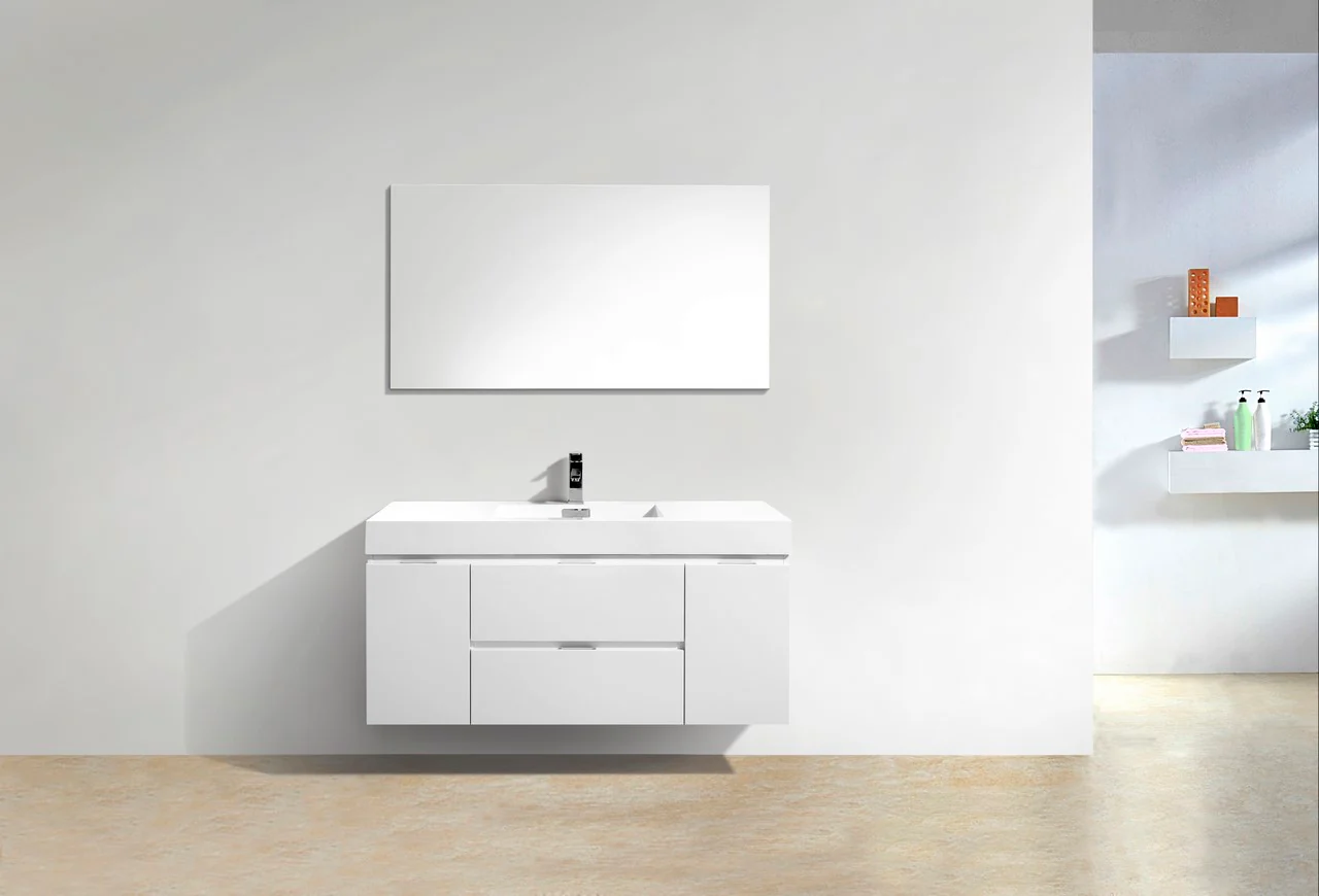 Bliss 48″ Inch High Gloss White Wall Mount Modern Bathroom Vanity - Image 3